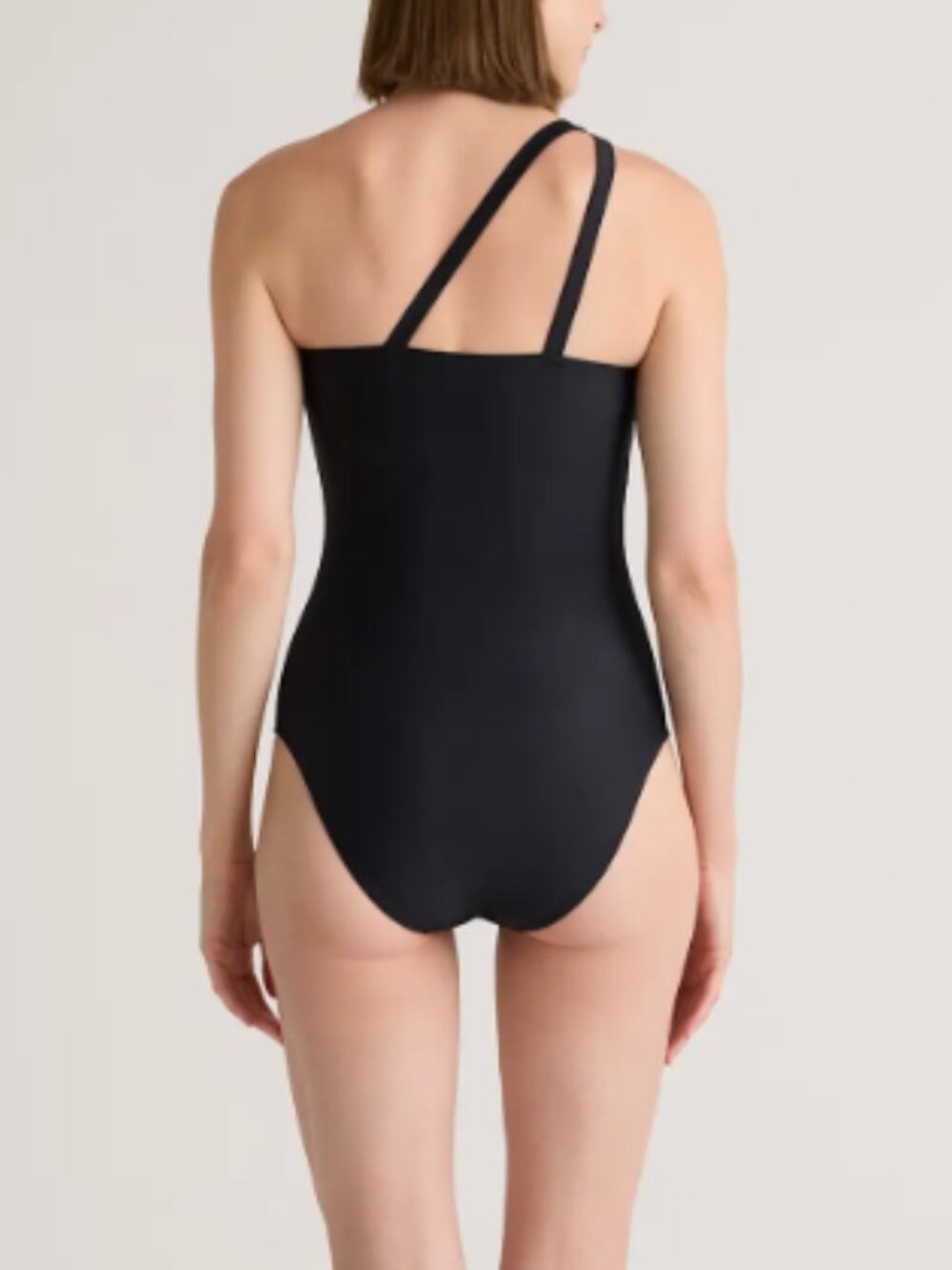 Quince Italian One Shoulder One-Piece Swimsuit Black M NWT - Picture 2 of 5